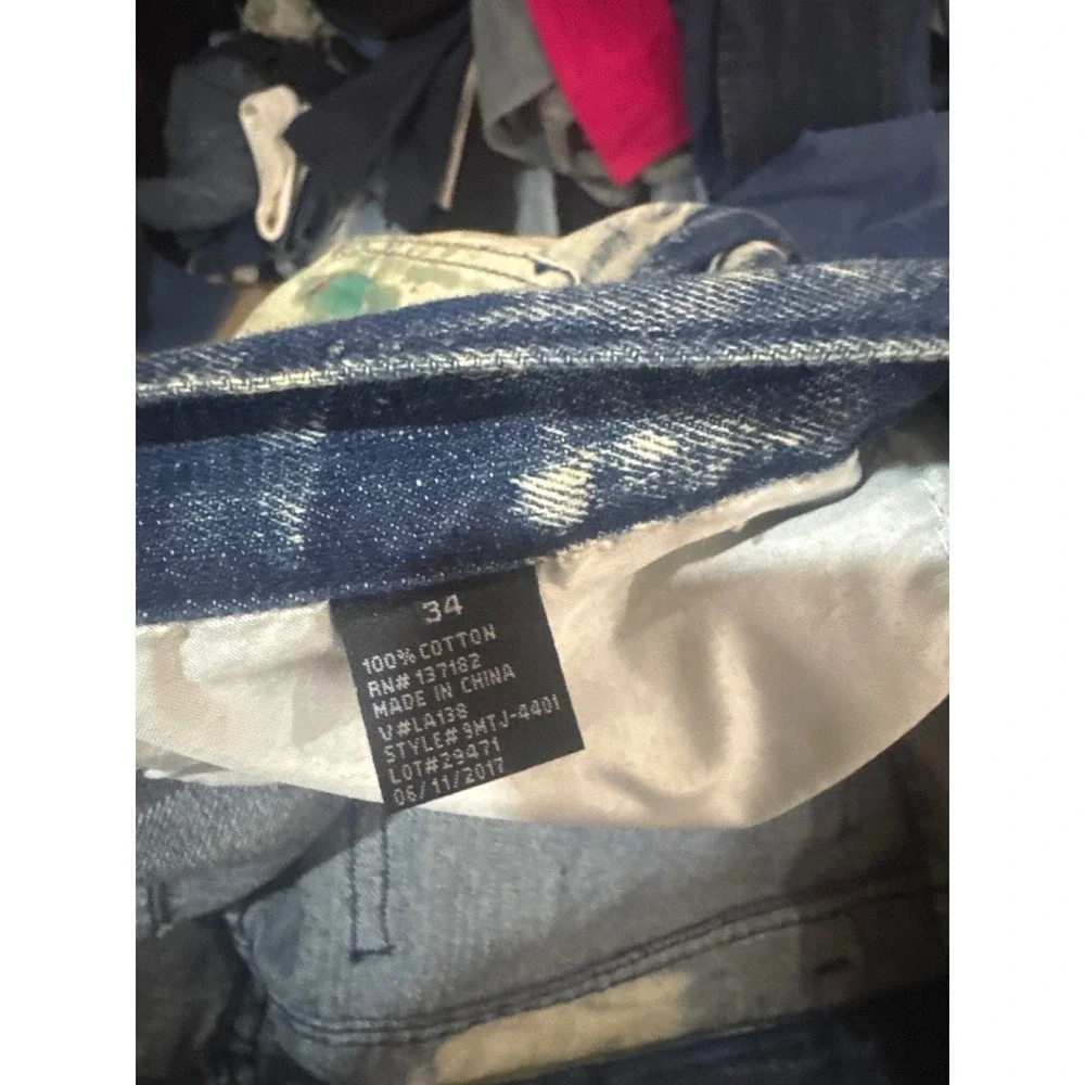 GS 115 Denim Biker Jeans‎ Distressed Bleach Splatter Moto Style Men's